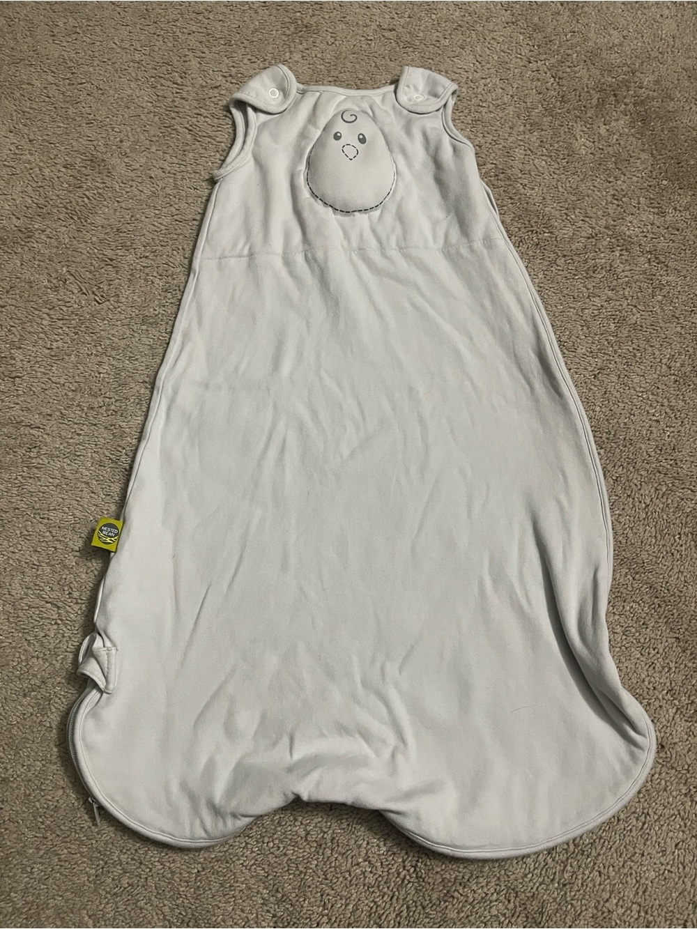 Nested Bean White Baby Sleep Sack with Embroidered Egg Detail